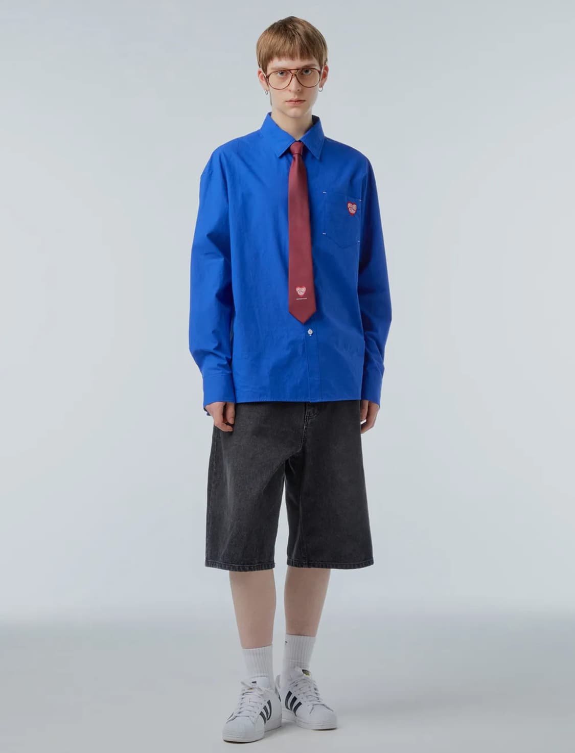 인스턴트펑크 Ms 하트 로고 타이 - 버건디 상품이미지2