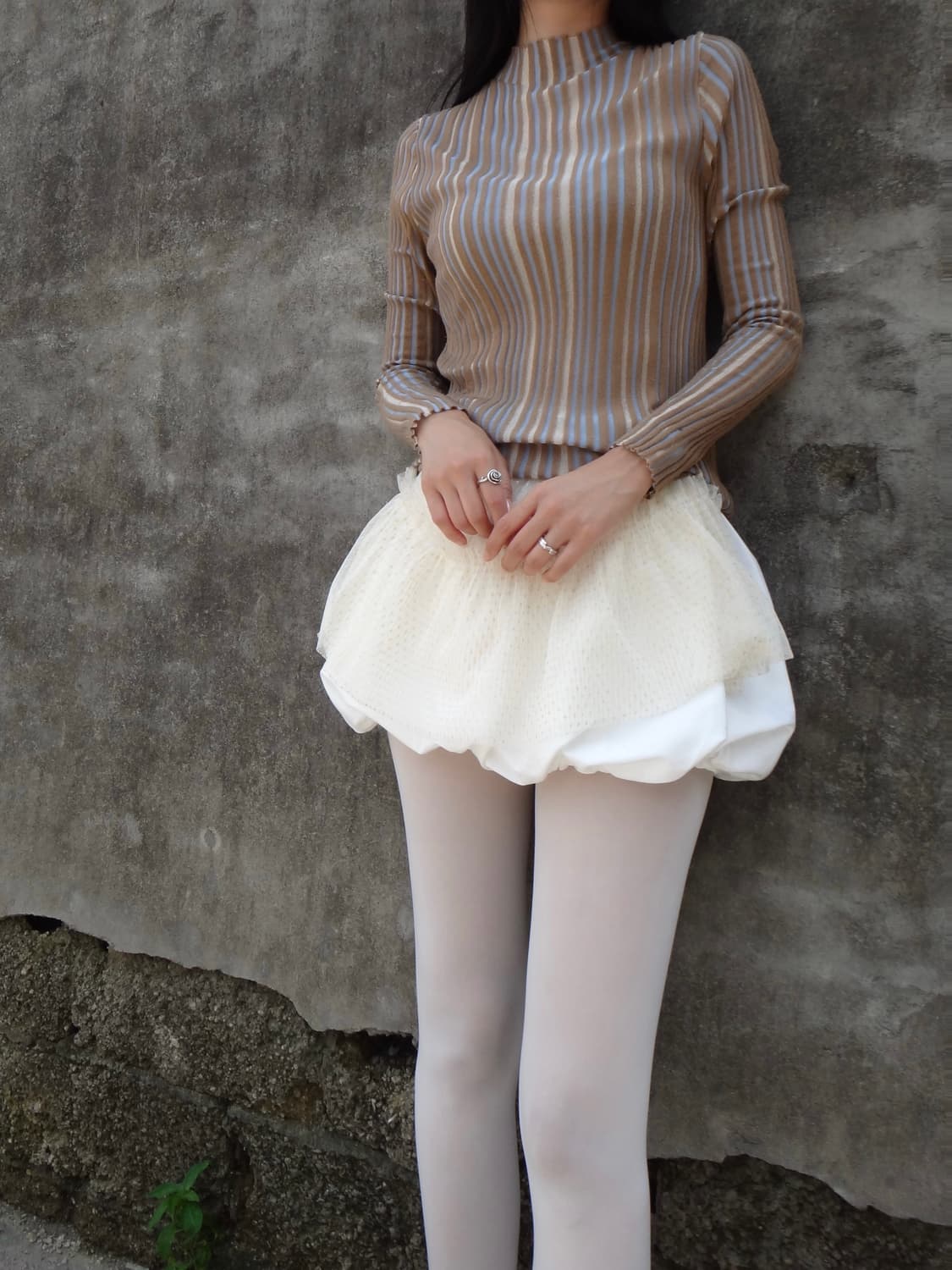 Vertical panel ribbed top / brown 상품이미지9