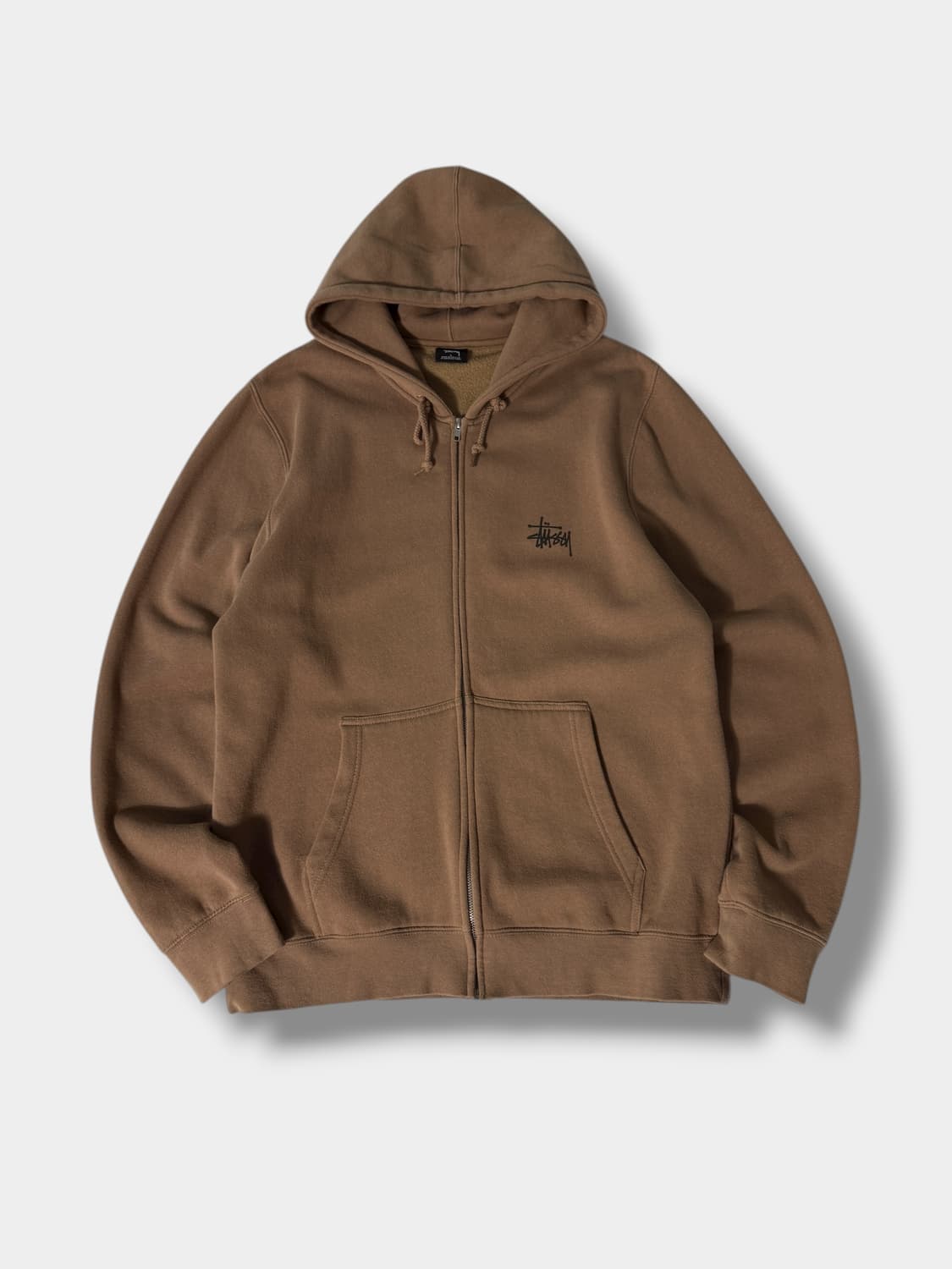 스투시 usa 루즈핏 브라운 베이직 스탁로고 스웻 후드집업  상품이미지1