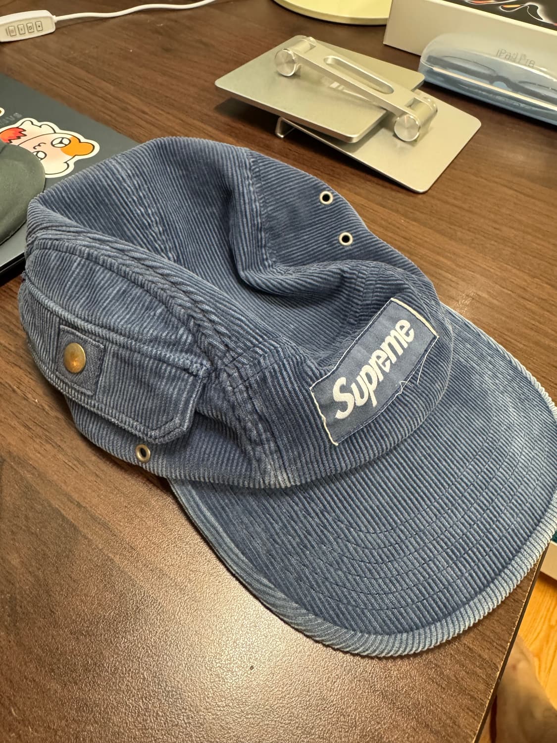 슈프림 박스로고 코듀로이 캠프캡 블루 상품이미지2