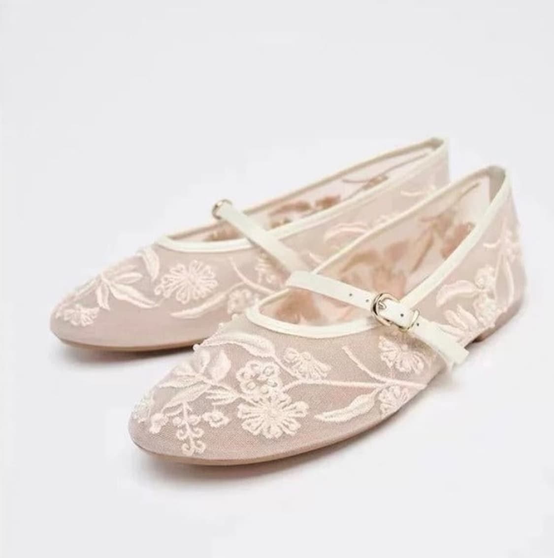 zara 메쉬 자수 발레리나 플랫 eu38 상품이미지1