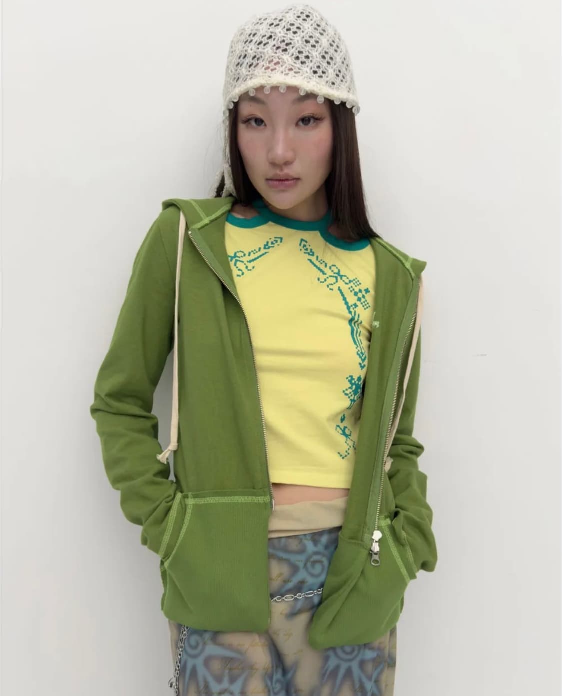 퓨레 - Dotori zip-up hoodie Green 상품이미지1