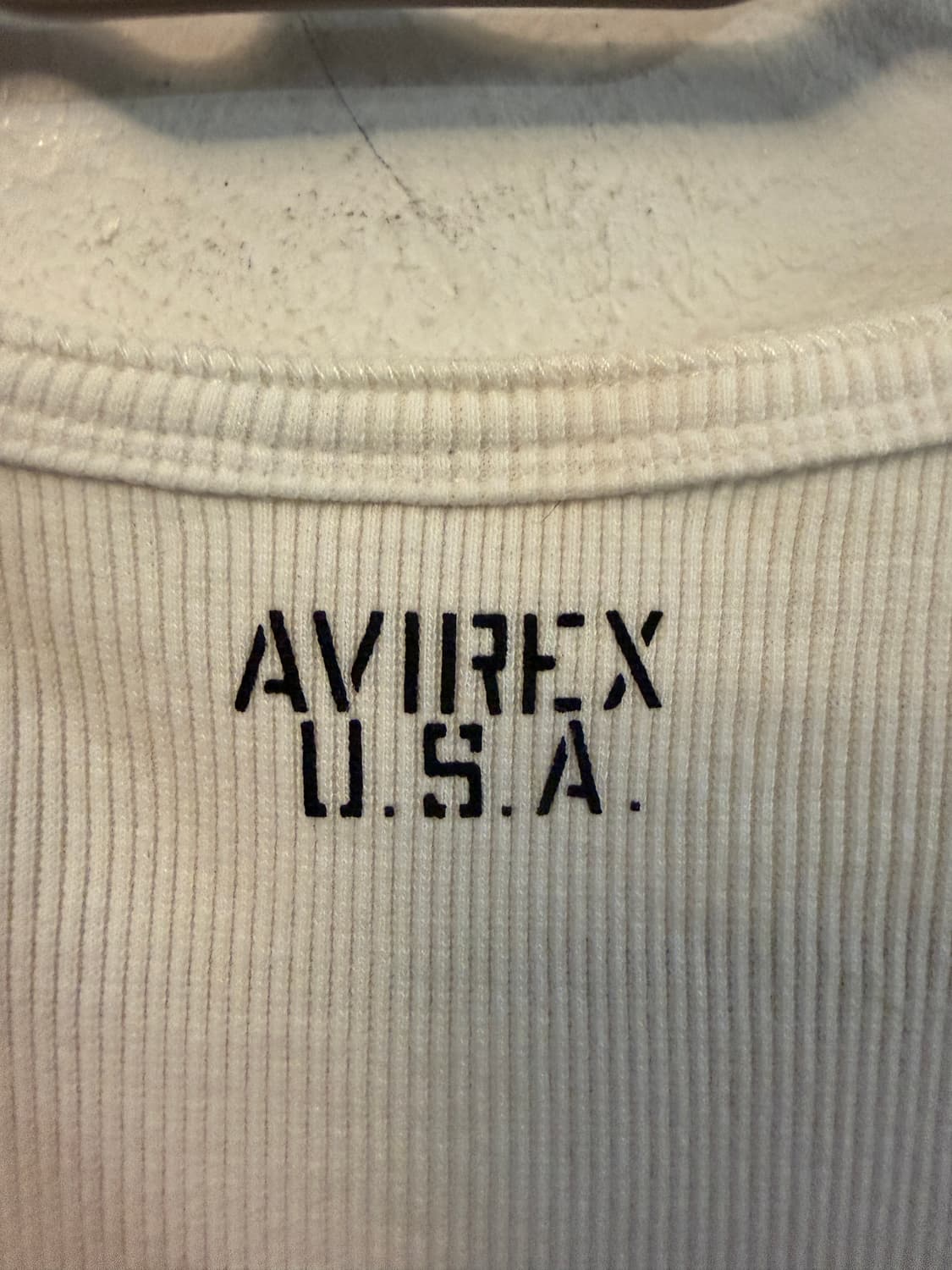 AVIREX USA 헨리넥 골지 반팔 티셔츠 아이보리 m 상품이미지7