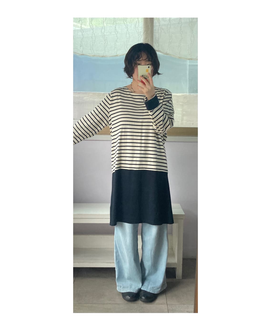 일본 니트 스트라이프 원피스 상품이미지2