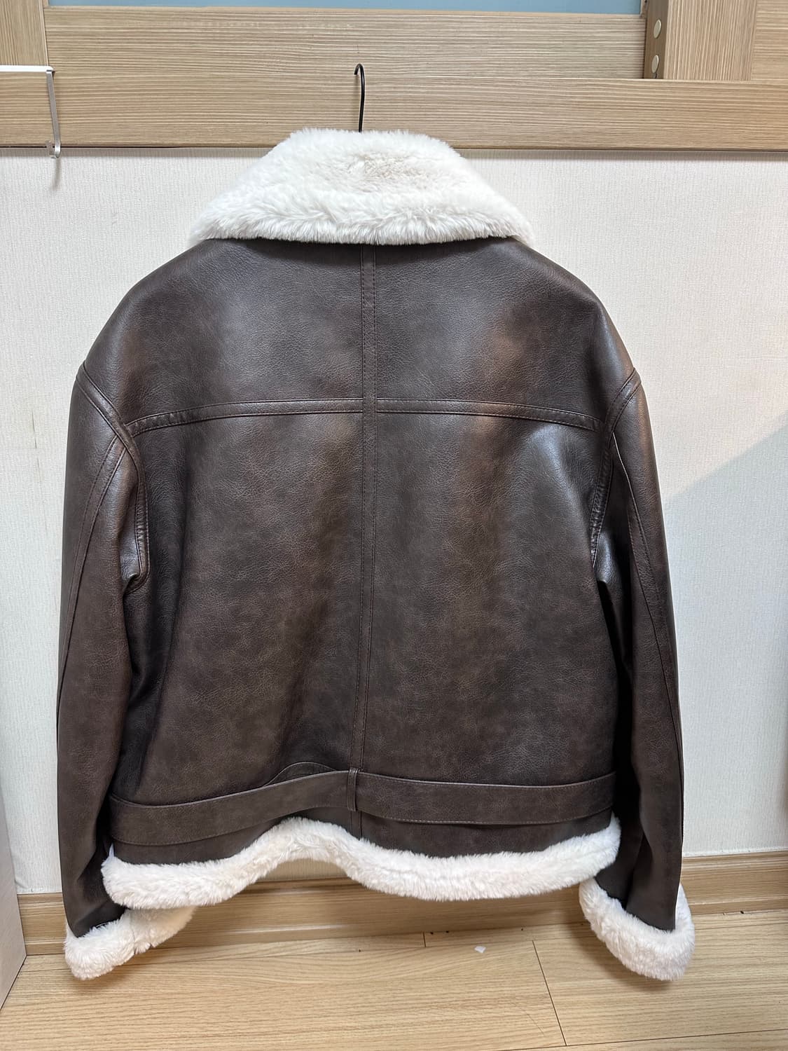 론트 003 비건 레더 벨트 무스탕 (브라운 / L사이즈)  상품이미지2