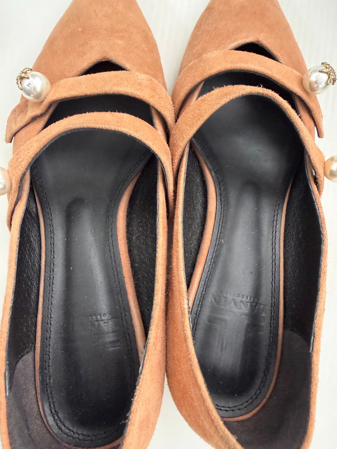 정품) 랑방 한섬 스웨이드 펄 장식 플랫 구두 240 상품이미지8