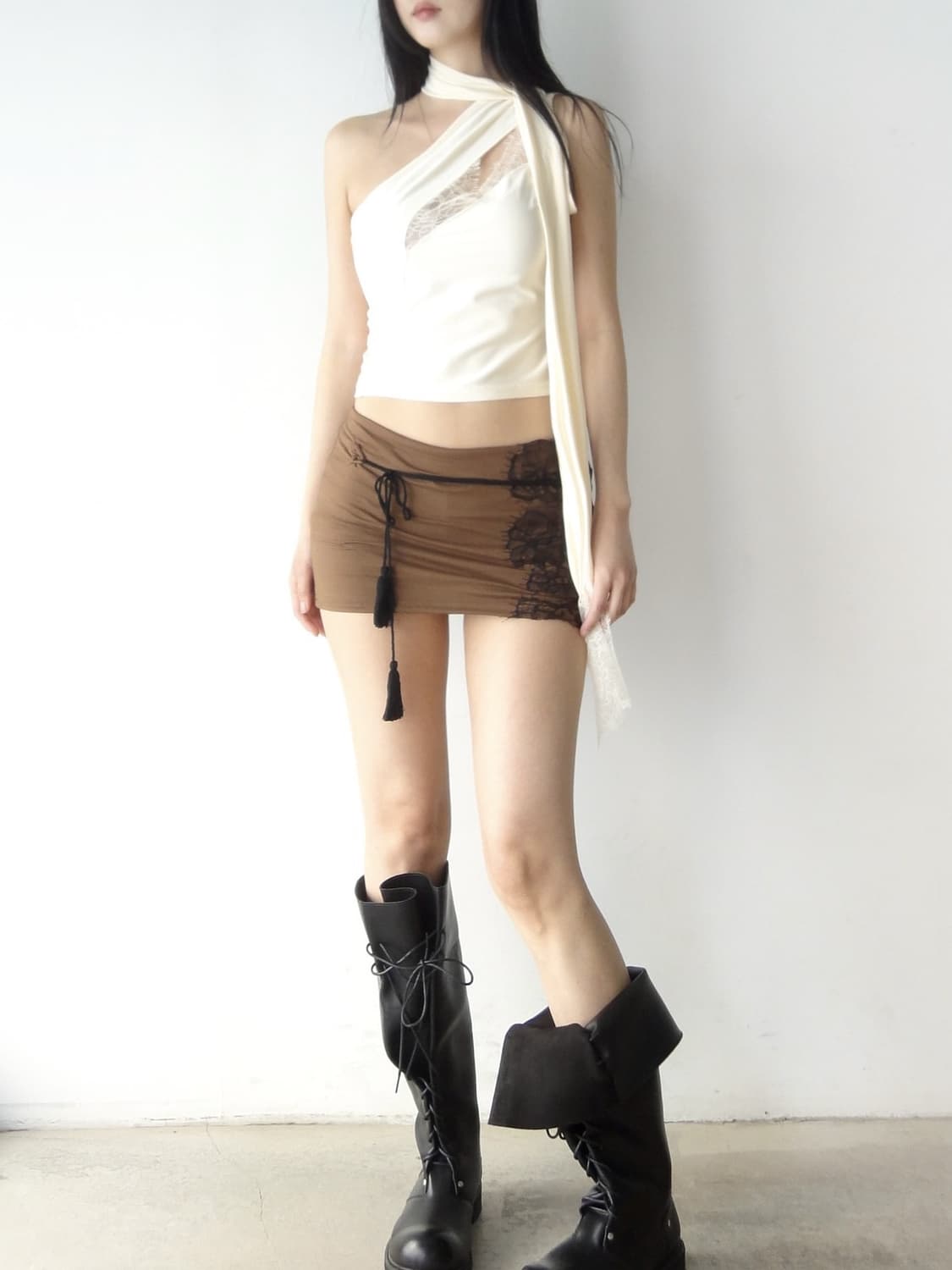 Lace slit halter neck sleeveless / ivory 상품이미지1