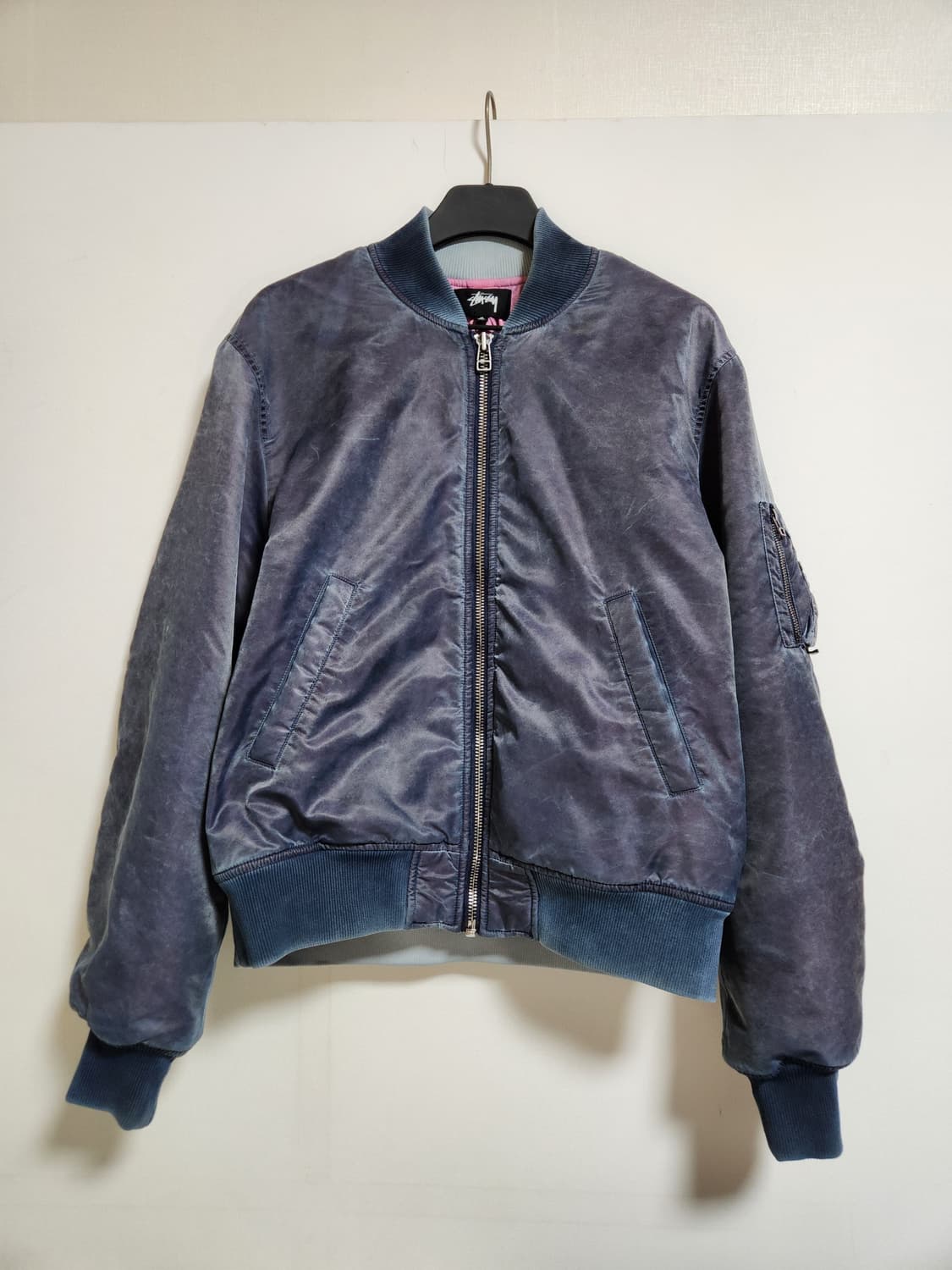 스투시 다이드 나일론 봄버 네이비 상품이미지1