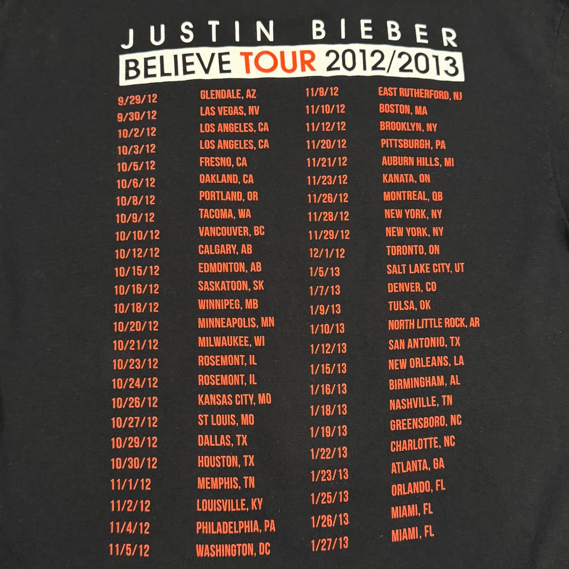 빈티지 12s 저스틴비버 Believe 투어 티셔츠 상품이미지5