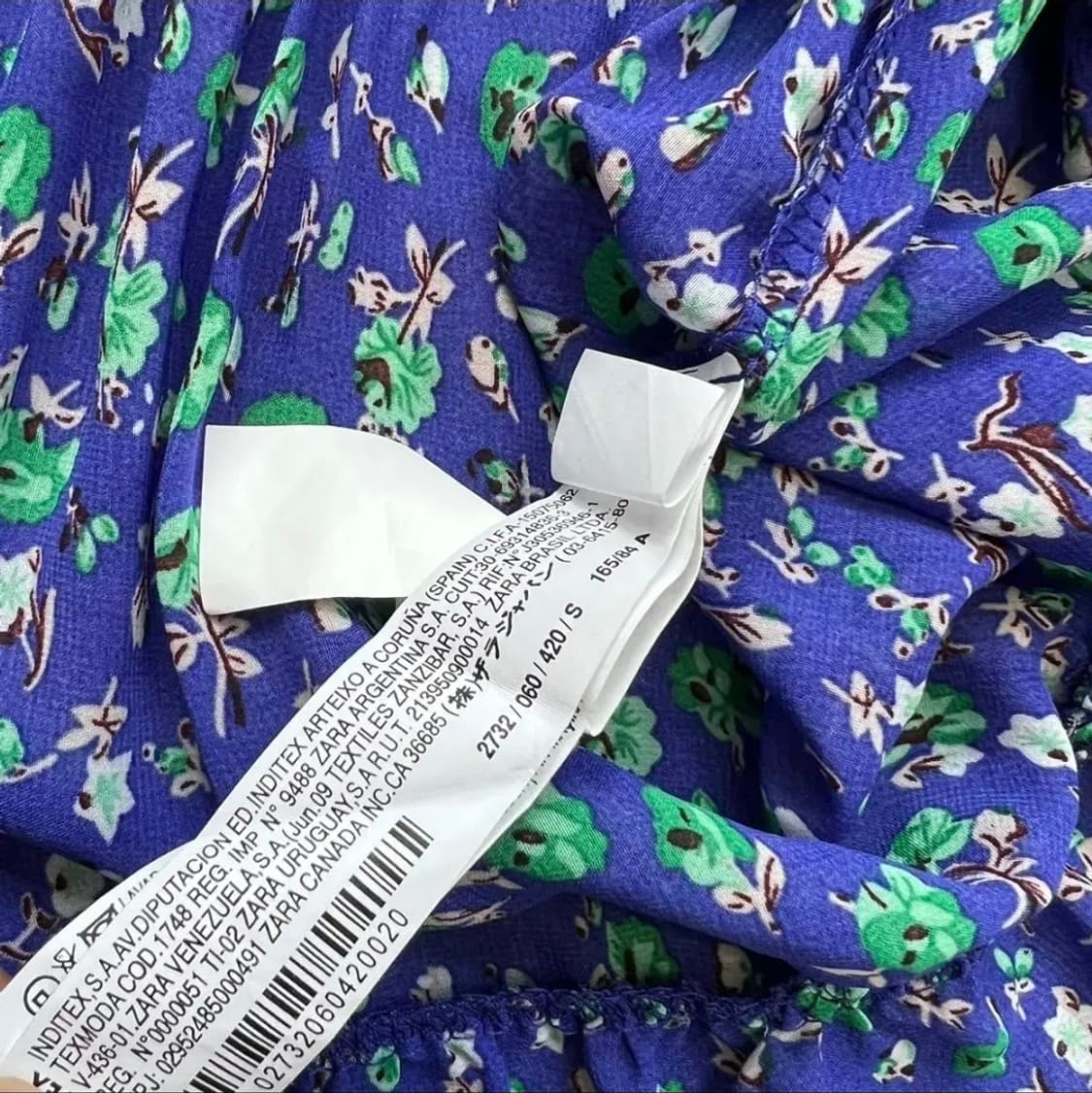 S) ZARA 자라 플라워 패턴 홀터넥 쉬폰 셔링주름 원피스 상품이미지5