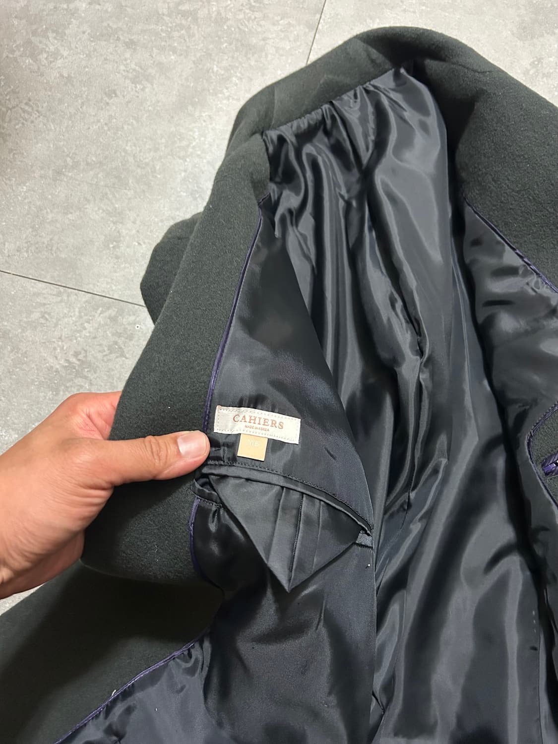 까이에 다크카키 울 싱글 코트   115 size   상품이미지6