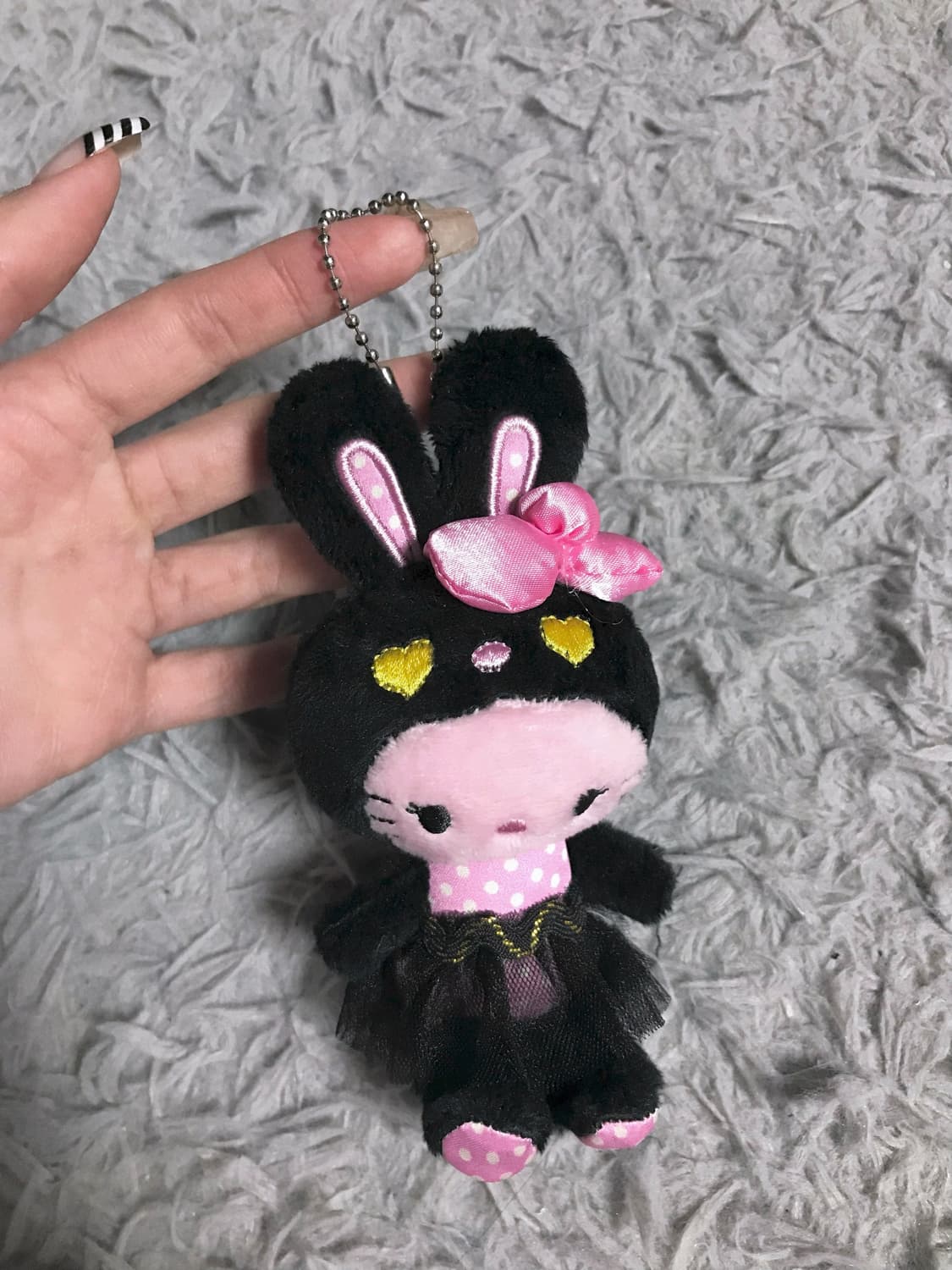 산리오 고전 헬로키티 정품 블랙 우사기 토끼 키링 핑크 인형 양도 상품이미지8