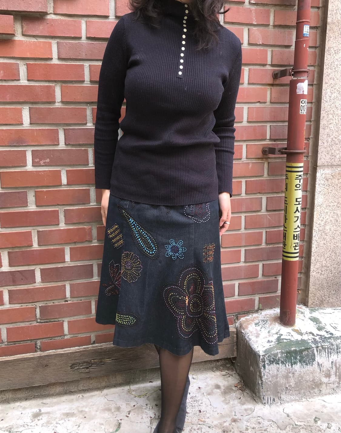 beads denim skirt 상품이미지3