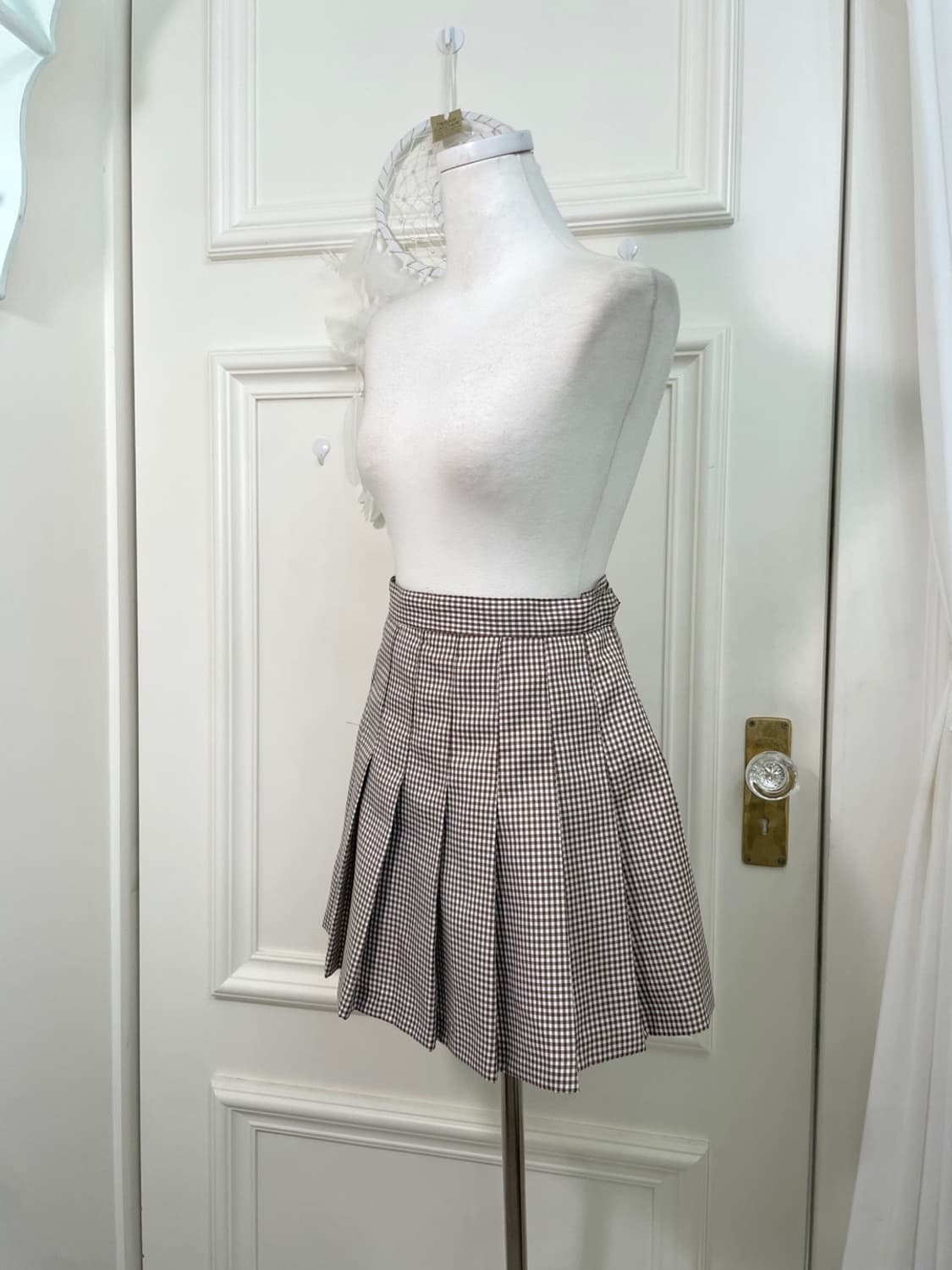 brown gingham check mori skirt(size-S) 상품이미지2
