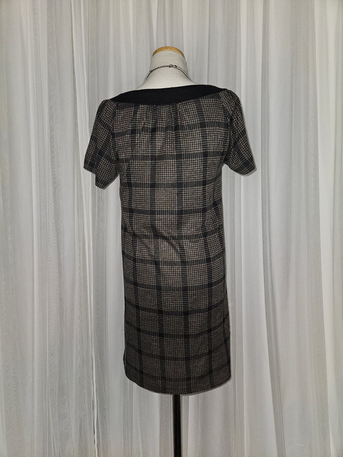 klein plus 빈티지 체크 그레이브라운 니트 원피스 니혼진 모리걸 상품이미지3