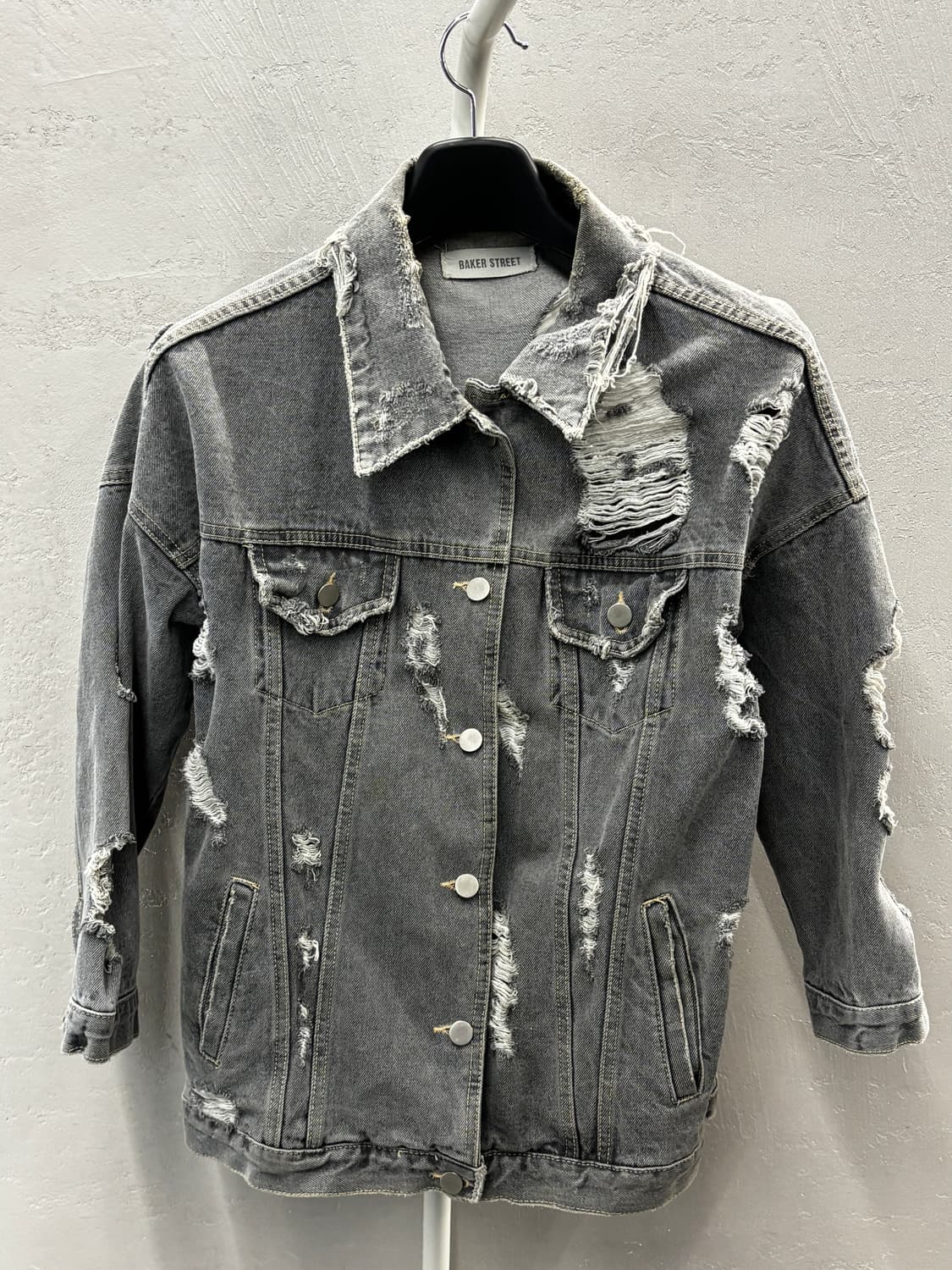 Baker street 빈티지 데미지 그레이 데님 자켓 F 상품이미지2