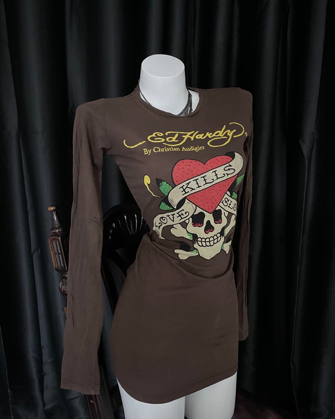 Ed Hardy Skull & Heart Slim Graphic Top 상품이미지1