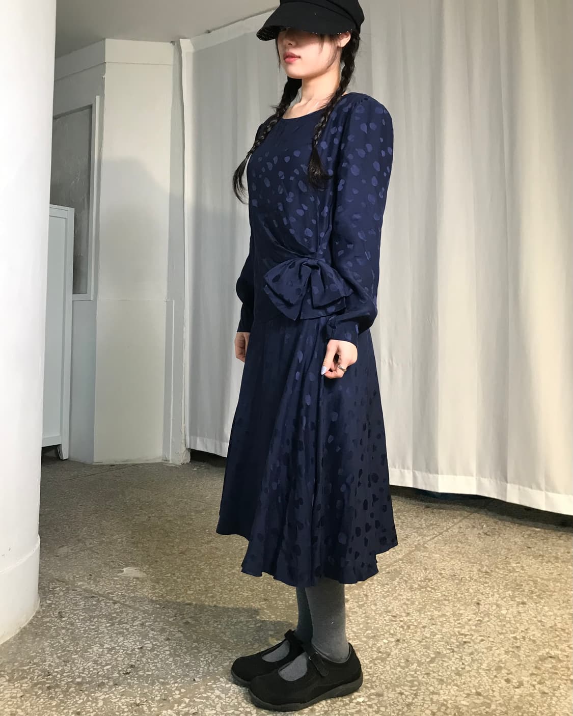 네이비 도트원피스 상품이미지3