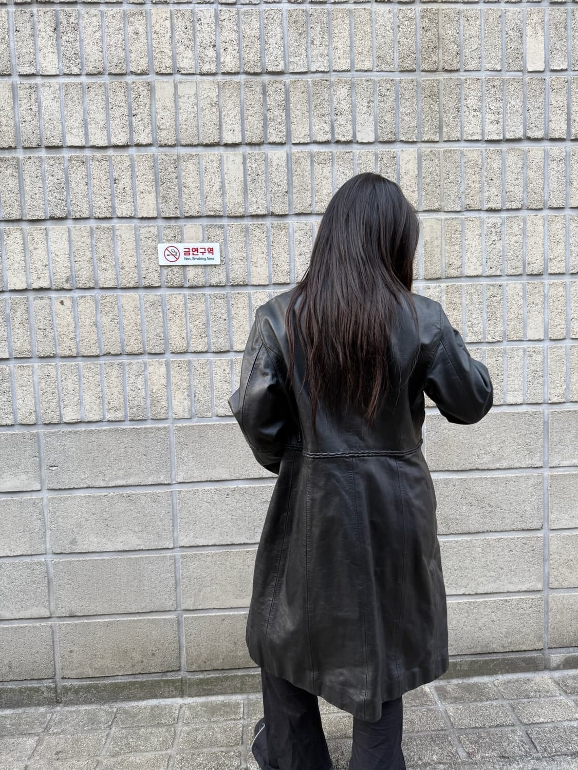 아르마니 진스 투웨이 집업 디테일 레더 코트 상품이미지8