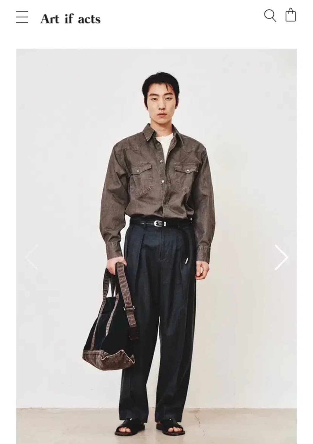 [M] 아트이프액츠 워시드 웨스턴 셔츠 모스그레이 상품이미지1