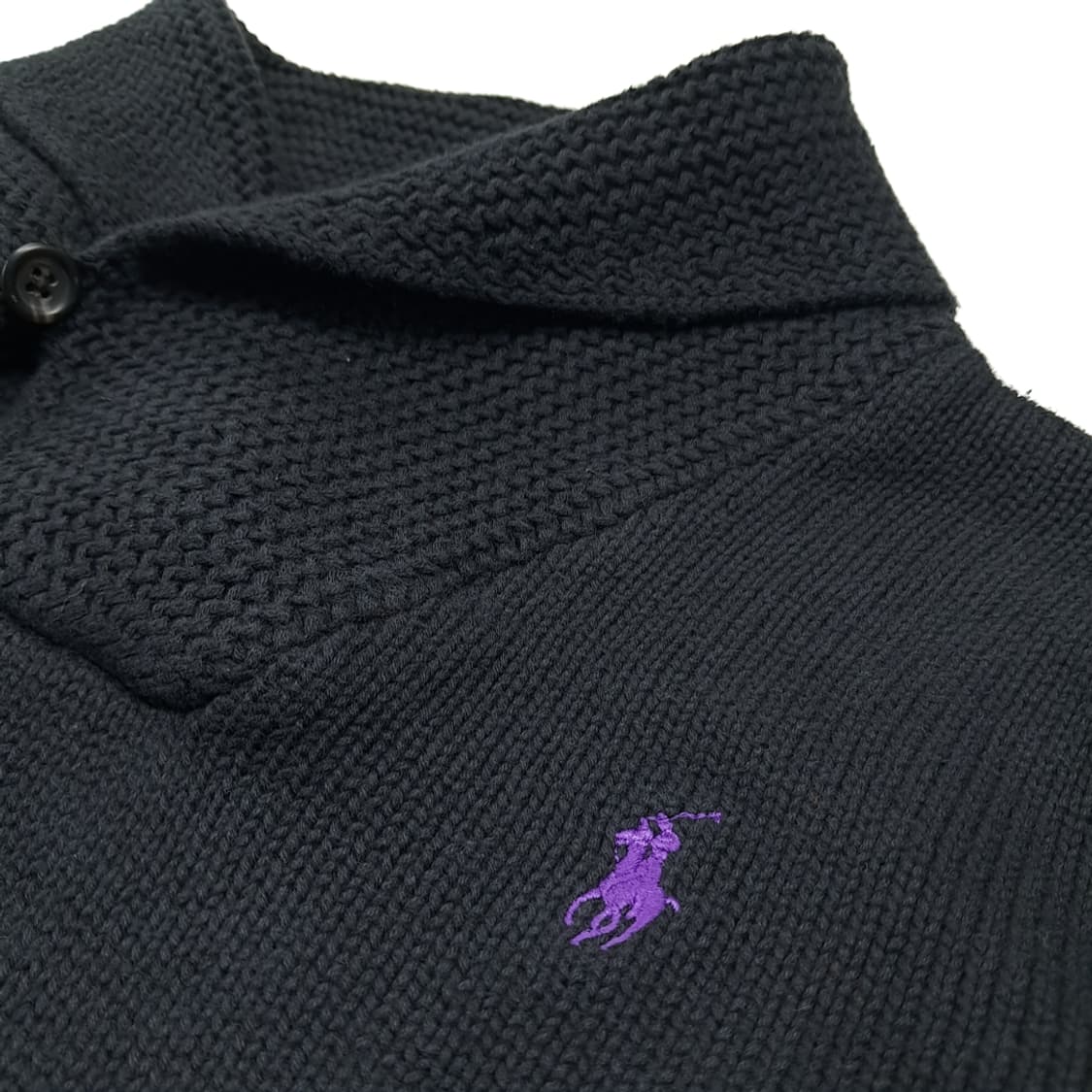 CL155 폴로스포츠 코튼 퍼플포니 블랙 숄카라 니트 스웨터 상품이미지4