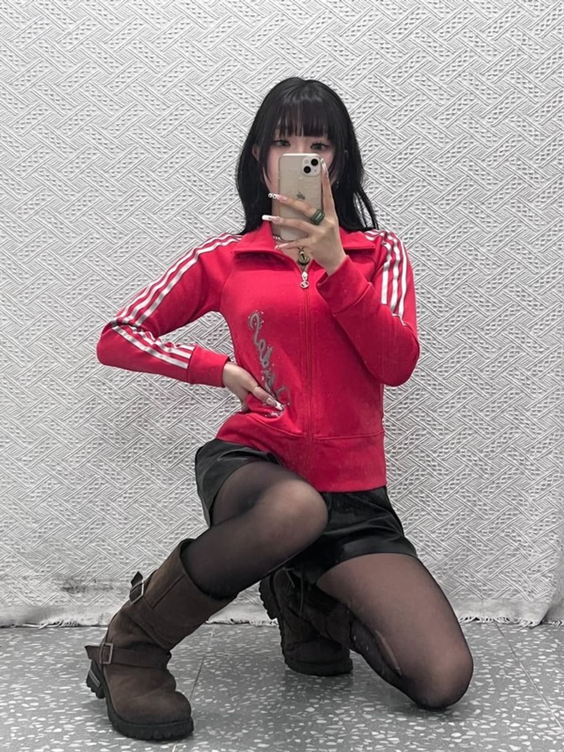 아디다스 레트로 Y2K 대장급 딱붙핏 키치 져지 집업 L C11134 상품이미지2
