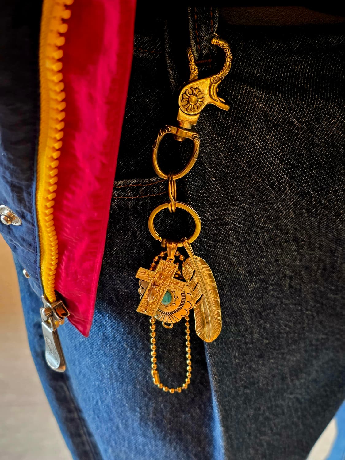 3cross gold brass cross wing  keyring 상품이미지4