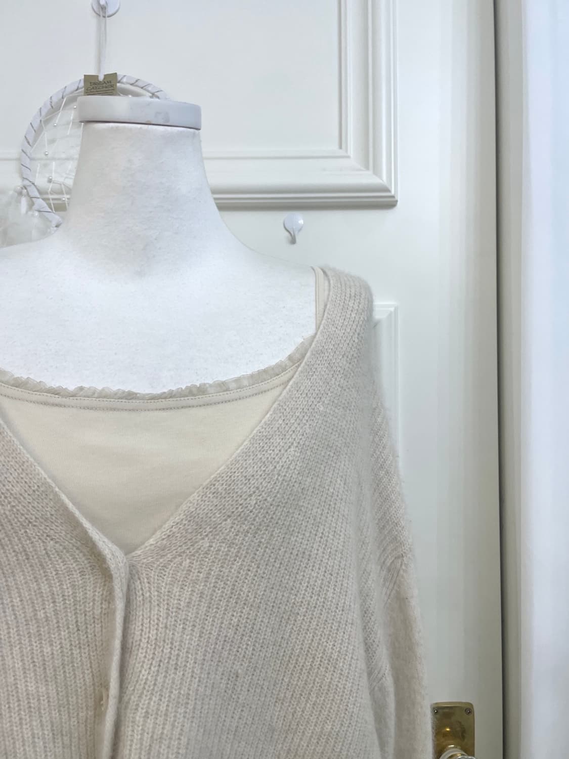 ivory melange angora loose cardigan&lace 상품이미지6