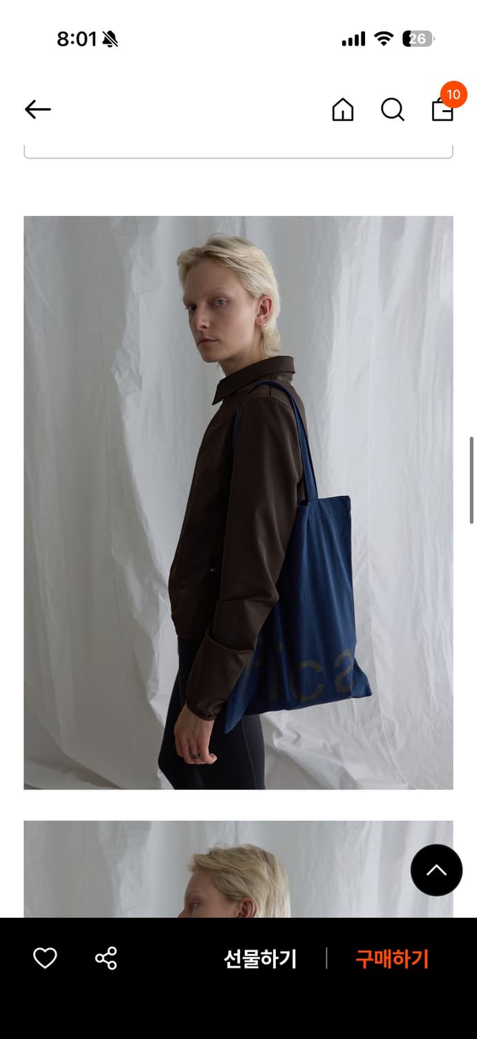 파이카 더블 사이드 로고 숄더백 에코백 네이비 상품이미지5