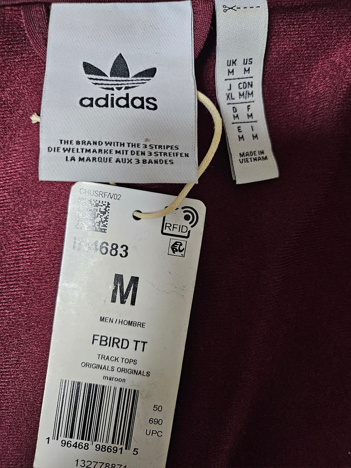 급처!! 아디다스 트랙탑 져지 버건디 마룬 M 택포함 상품이미지3