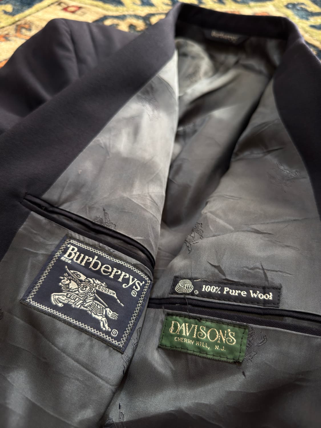 80s 90s USA 버버리 네이비 금장 더블 브레스티드 자켓 상품이미지9