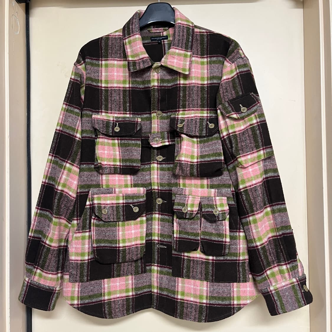 [L] 엔지니어드가먼츠 익스플로러 셔츠 자켓 브라운/핑크 엔가 상품이미지3