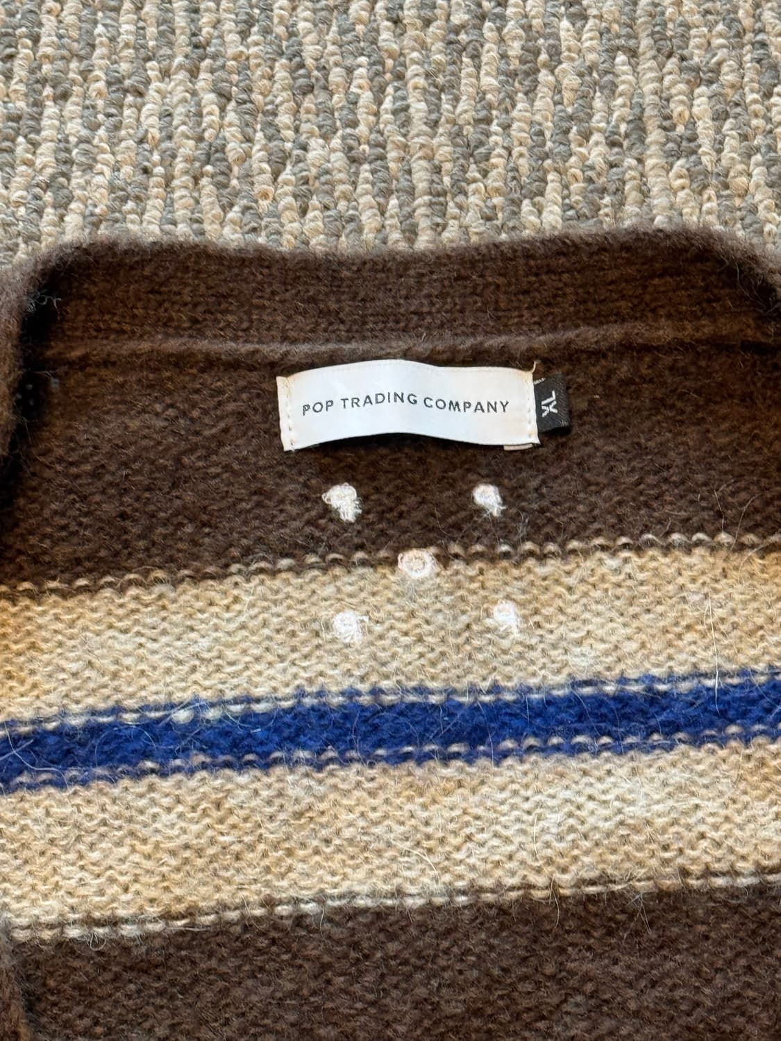 팝트레이닝 컴퍼니 스트라이프 니티드 가디건 브라운 XL 상품이미지7