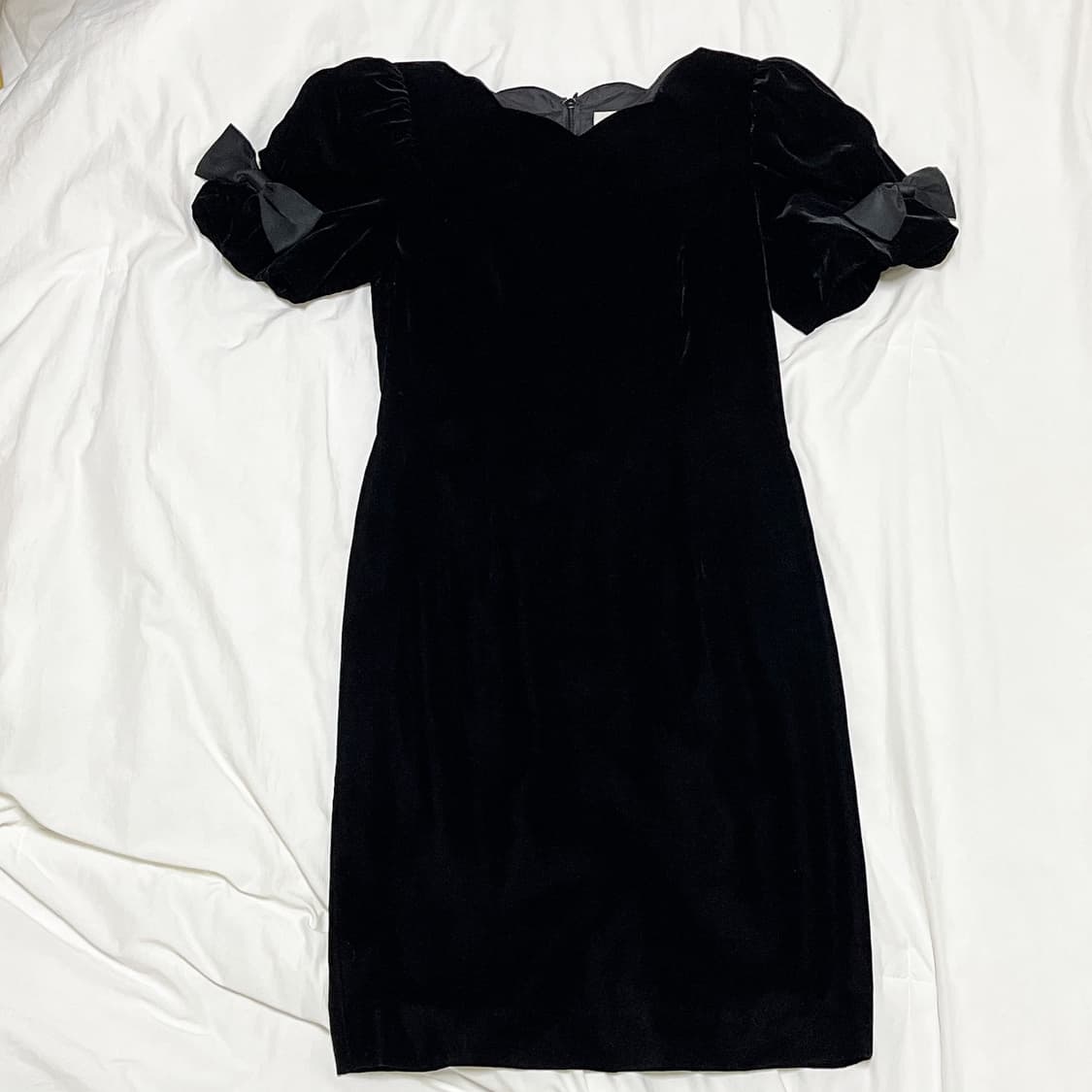 빈티지 ) 리본퍼프소매 벨벳원피스 상품이미지2