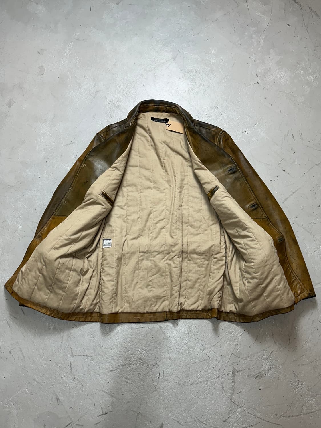 90's Italy Made 오버다잉 차심 레더 코트 카코트 상품이미지5