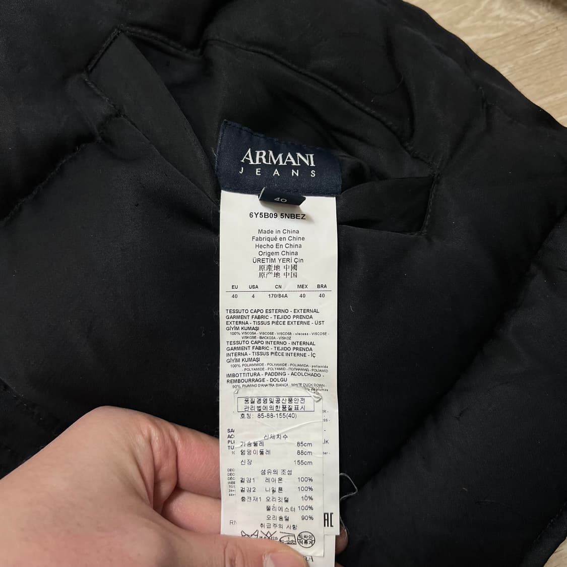 알마니 아르마니 진스 여성 덕다운 후드 푸퍼패딩 점퍼 [블랙] 40 상품이미지5