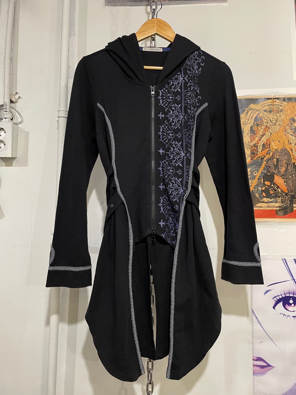 putumayo 푸투마요 플라워 프린팅 스티치 버클 블랙 후드집업 펑크 상품이미지1