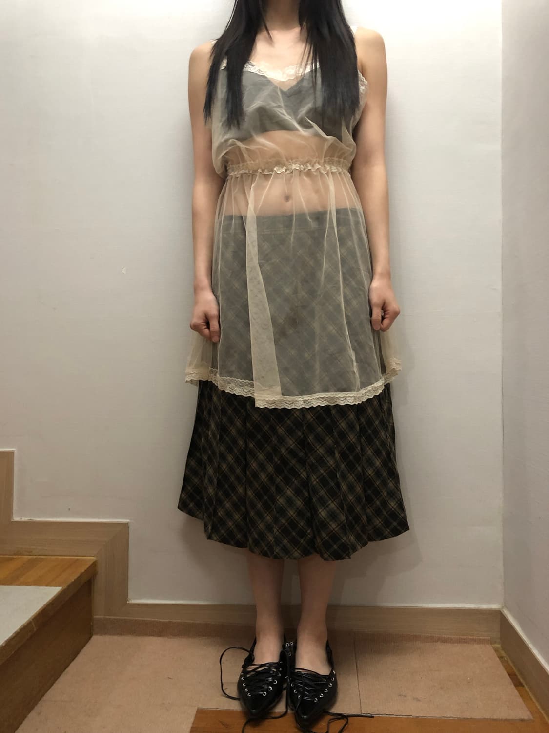 빈티지 아이보리 레이스 슬립 원피스 상품이미지5