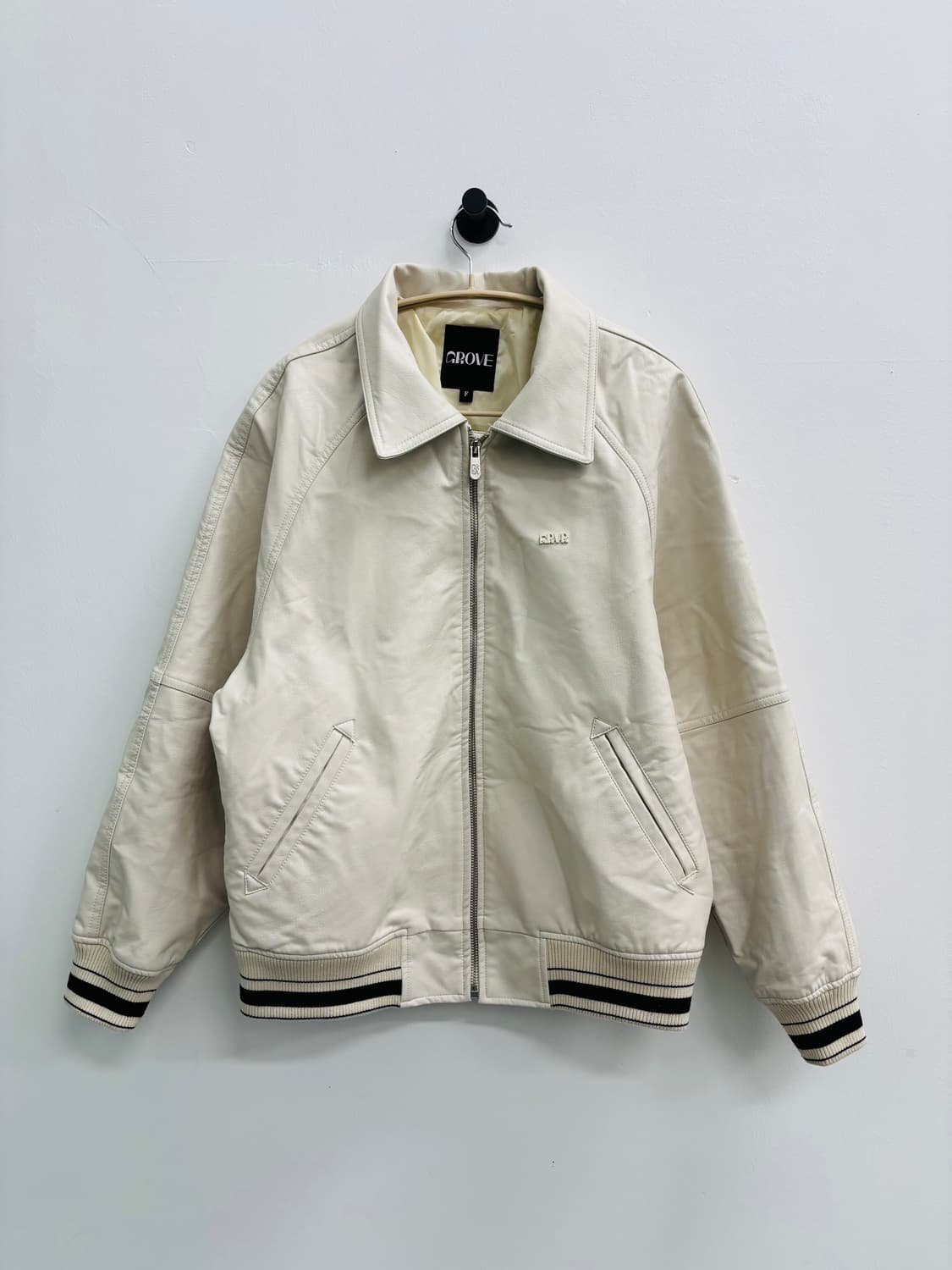 GROVE 그로브 크림 컬러 레더 자켓 상품이미지2