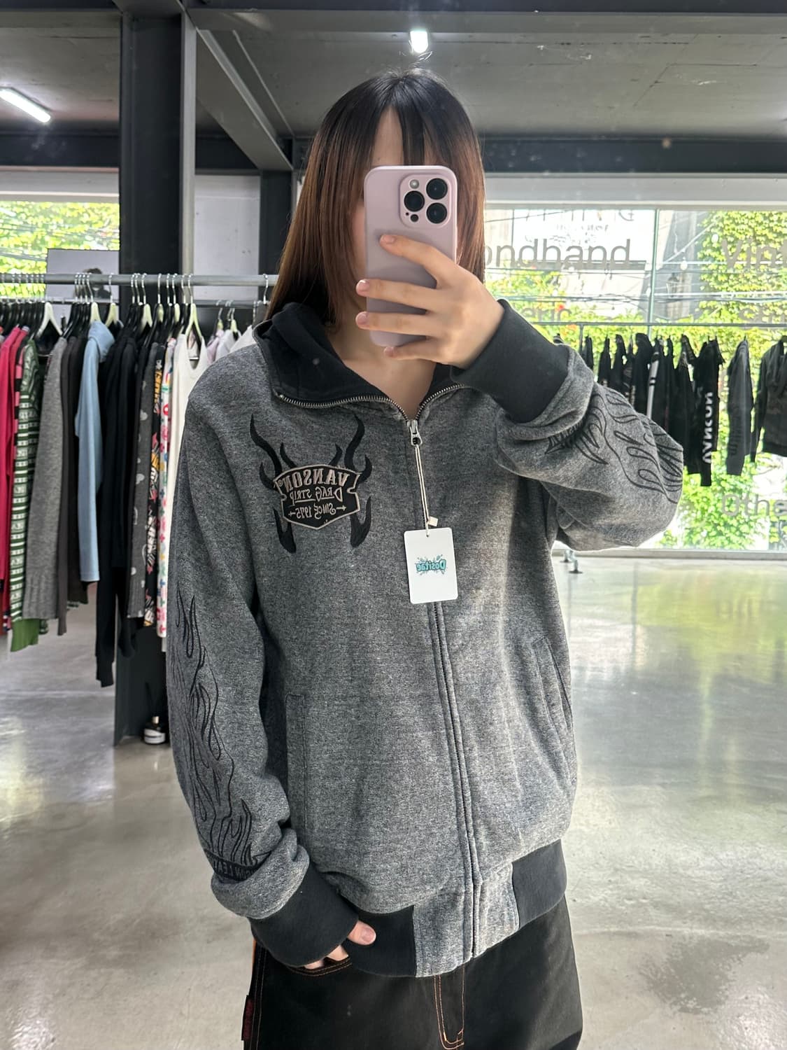 벤슨 스컬자수빅로고 넥워머 후드집업 상품이미지2