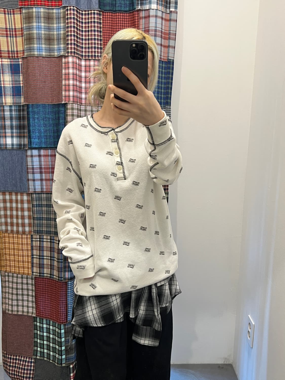 히스테릭 글래머 로고 패턴 와플 롱슬리브 상품이미지5