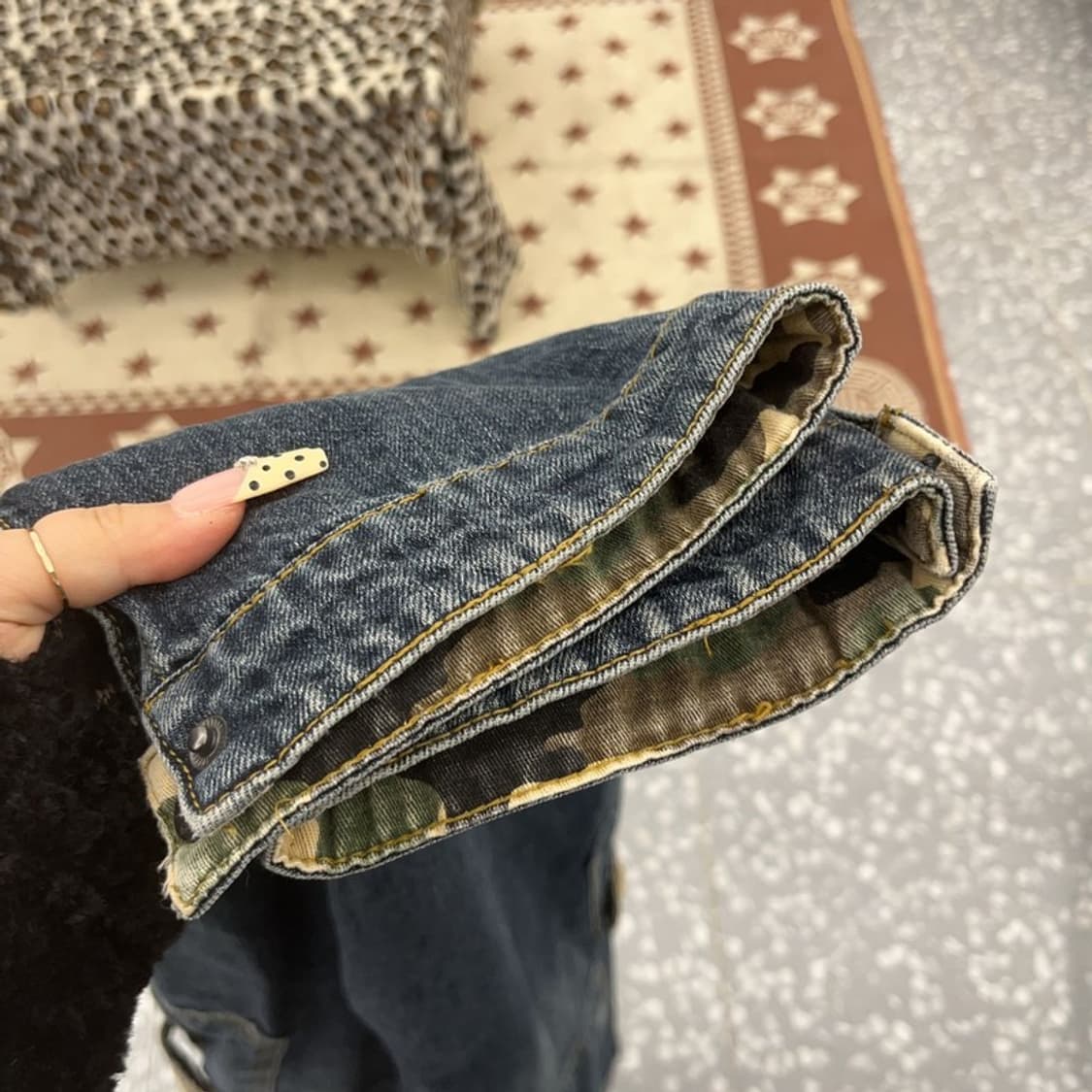 빈티지 스트릿 힙합 카모플라주 밀리터리 카고 데님팬츠 36 C09635 상품이미지6
