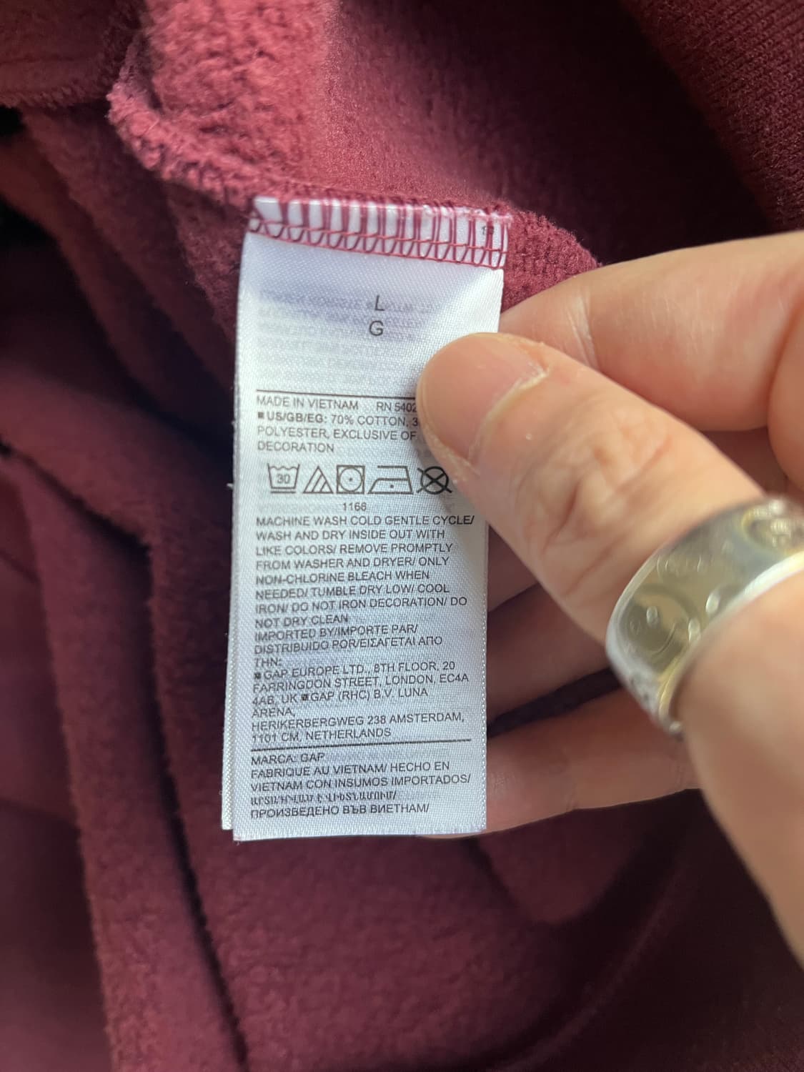 팔라스 x gap 후드 버건디 L 상품이미지4