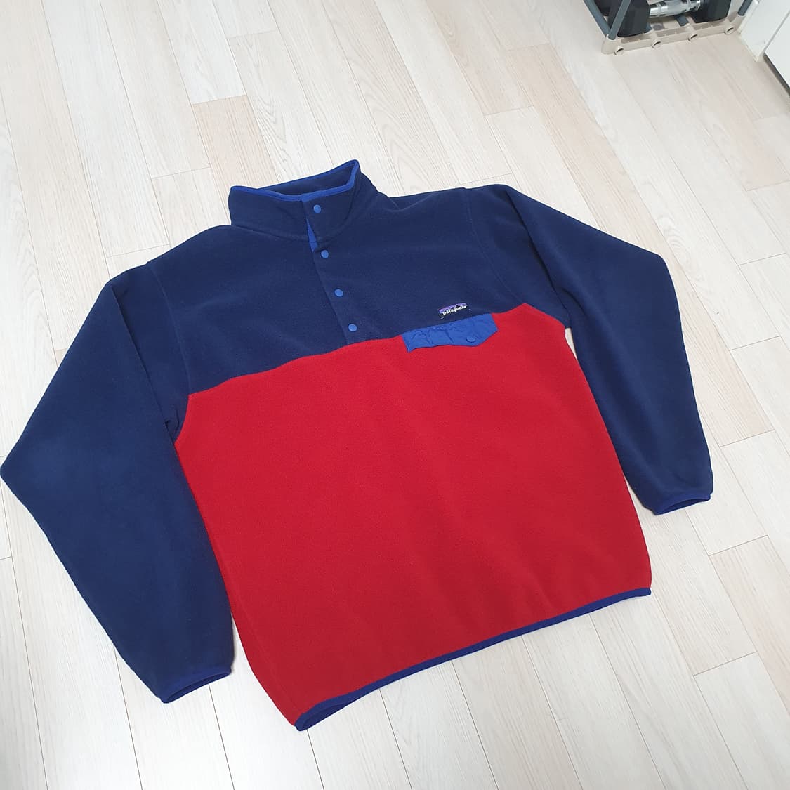 L(약105) 파타고니아 신칠라 투톤 플리스 후리스 블루 네이비 레드 상품이미지5