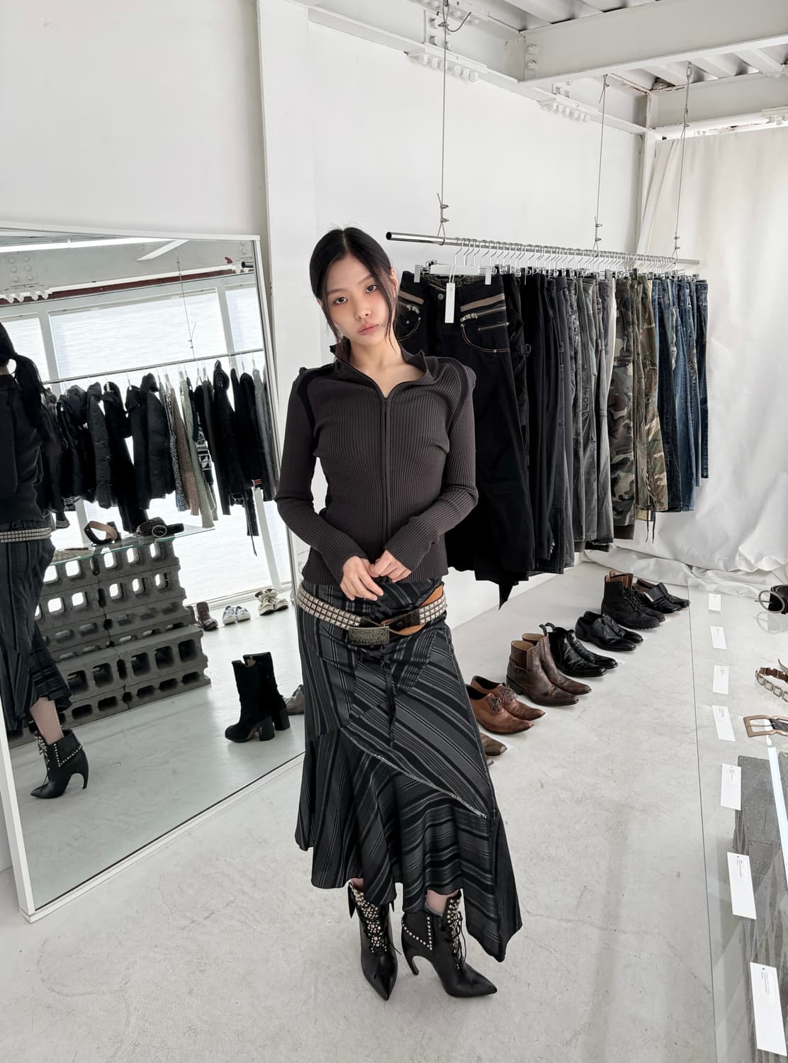 빈티지 머메이드 비대칭 스팽글 스커트 상품이미지2