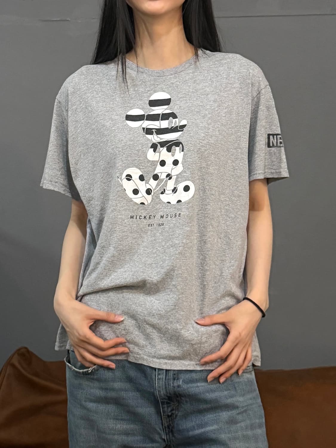 00’s 빈티지 그레이 미키마우스 프린팅 반팔티 상품이미지2