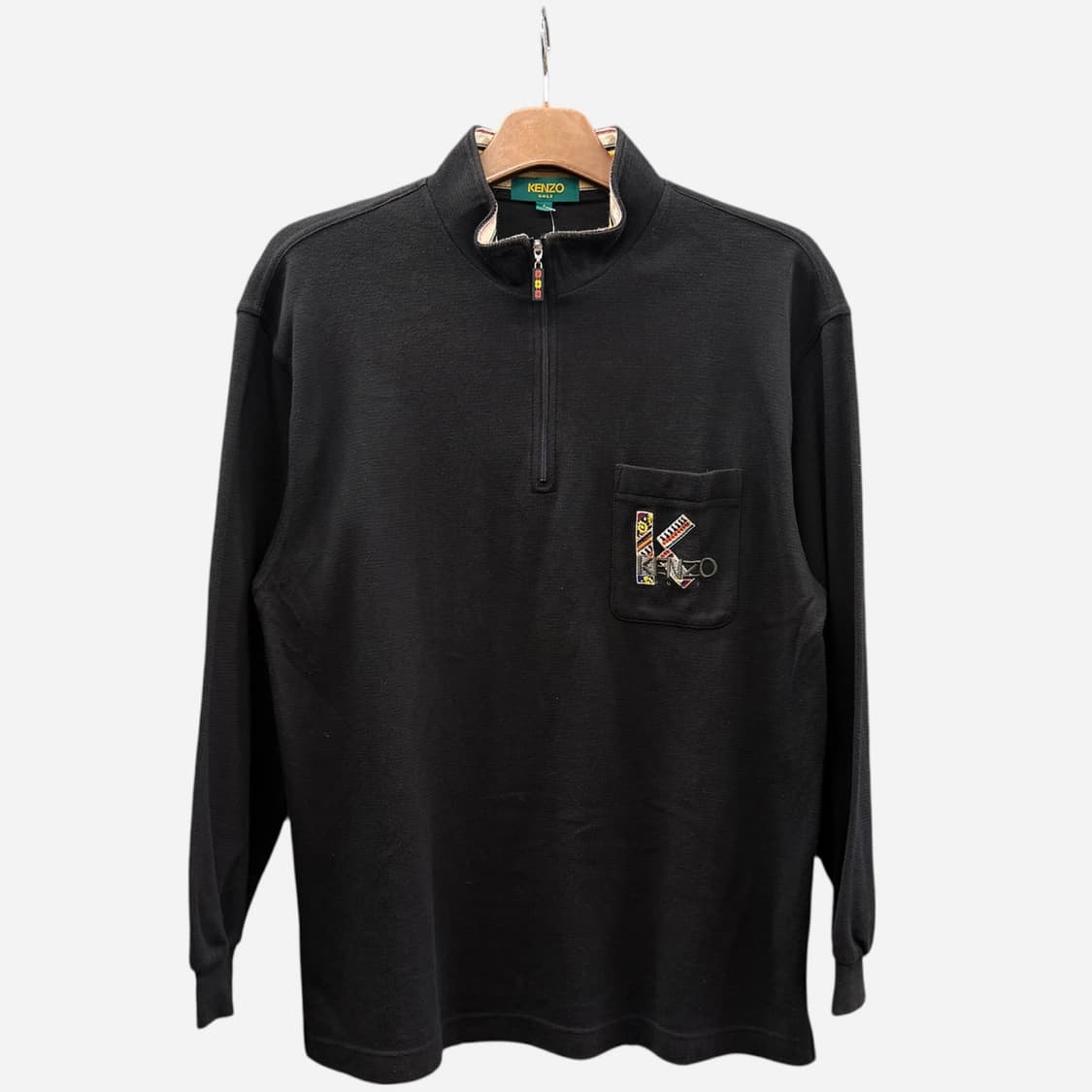 겐조 반집업 니트 포켓 컬러풀 넥카라 자수로고 디테일 블랙 상품이미지1