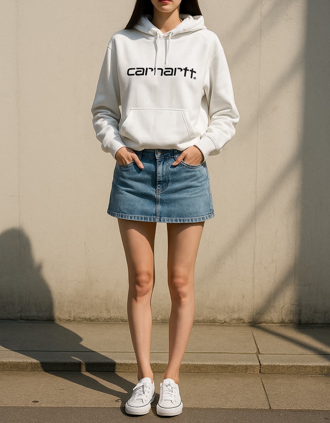 칼하트WIP 화이트 로고 후드티셔츠_S 상품이미지1