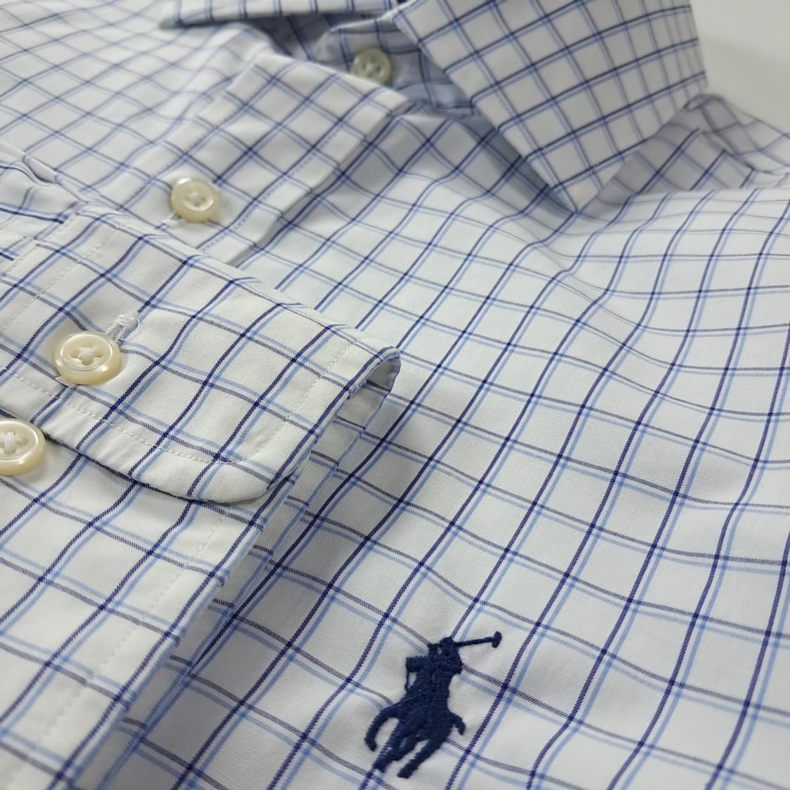 CK252 M 폴로 블루 멀티 스몰체크 이지케어 셔츠 남방 상품이미지4