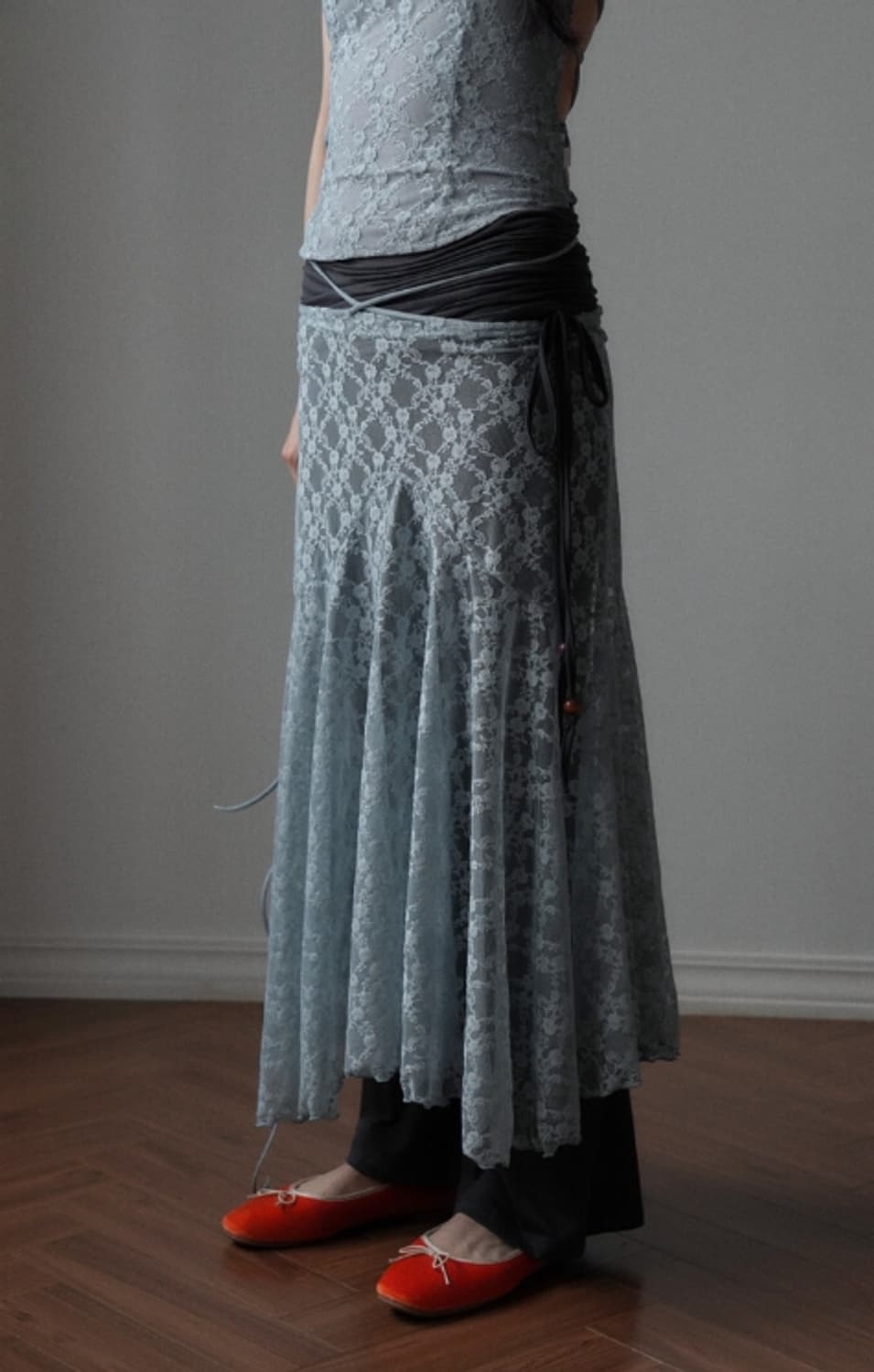 MINJIENA lace skirt bluegrey 상품이미지4